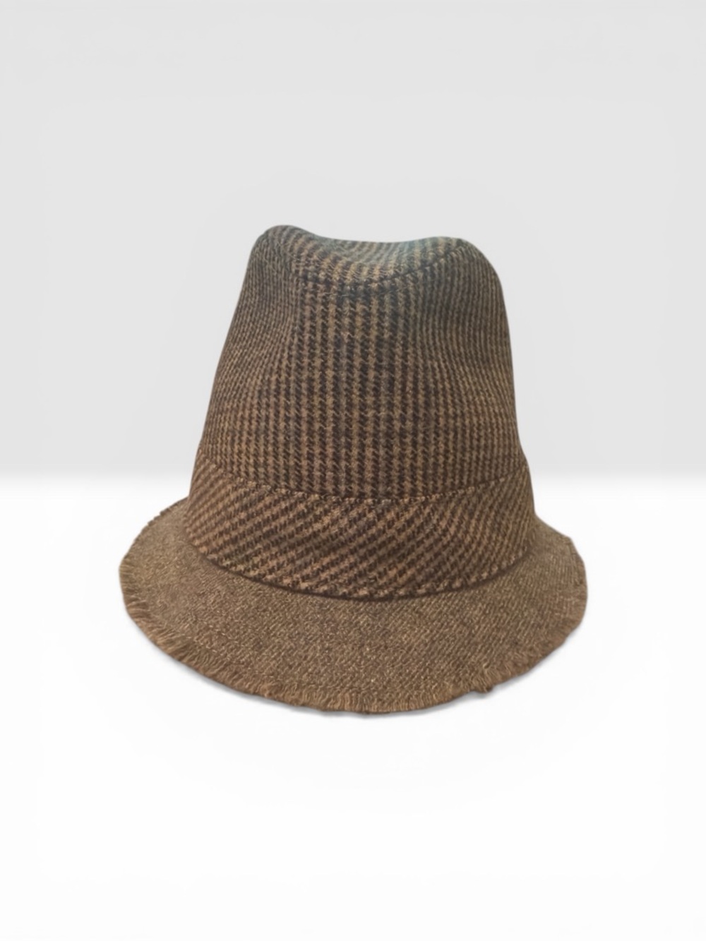 Vintage Y2K J Crew Wool Blend Houndstooth Fedora Bucket Hat